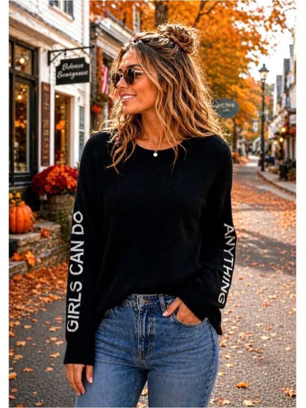 NWTs Zadig & Voltaire Cashmere Gaby Girls Can Do Anything Sweater Sz Large